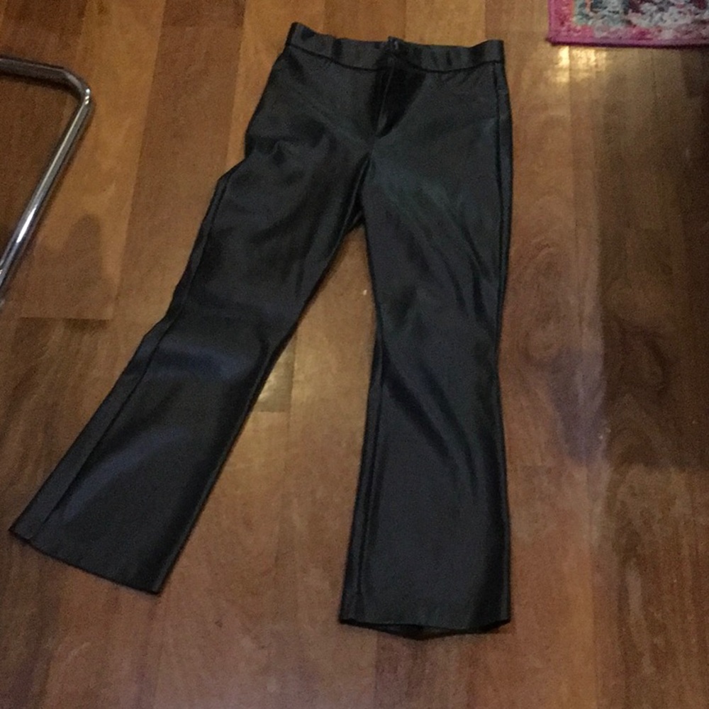 Zara cropped flared faux leather pants